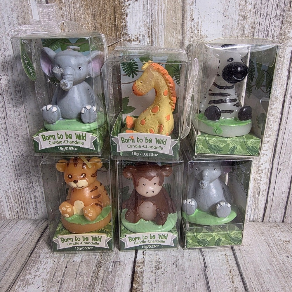 Kate Aspen Born to be Wild Safari Animal Candles Set of 6 Jungle Party Favors